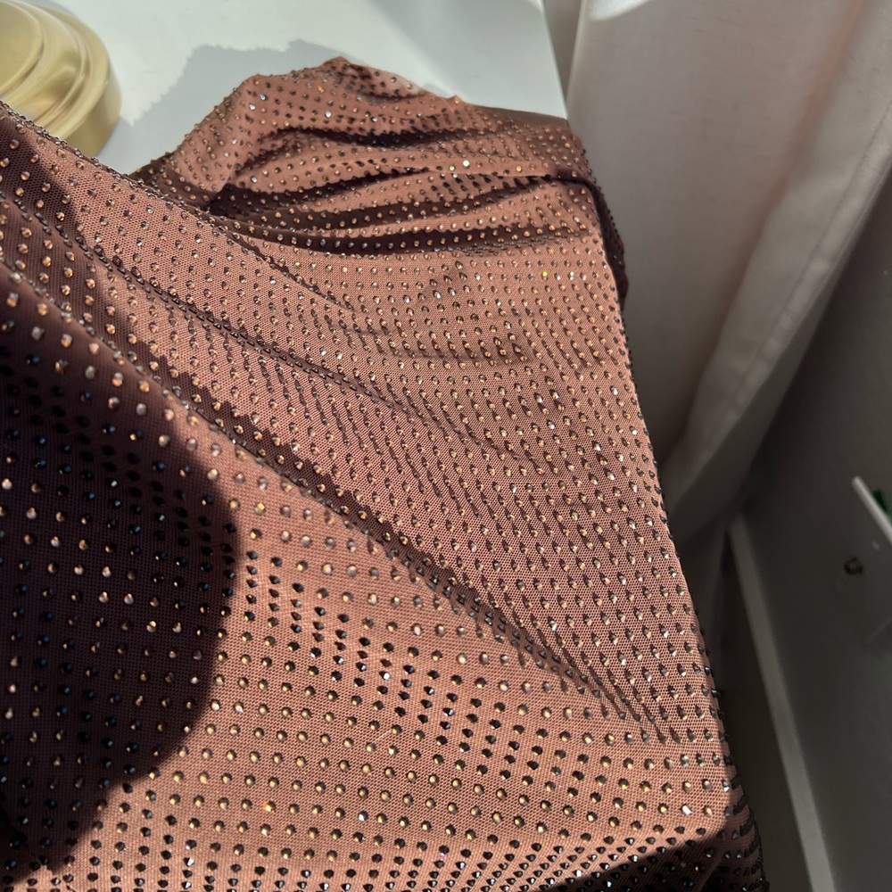 Marcel Off Shoulder Diamante Maxi Dress - Chocolate (Meshki) - Picture 6 of 8